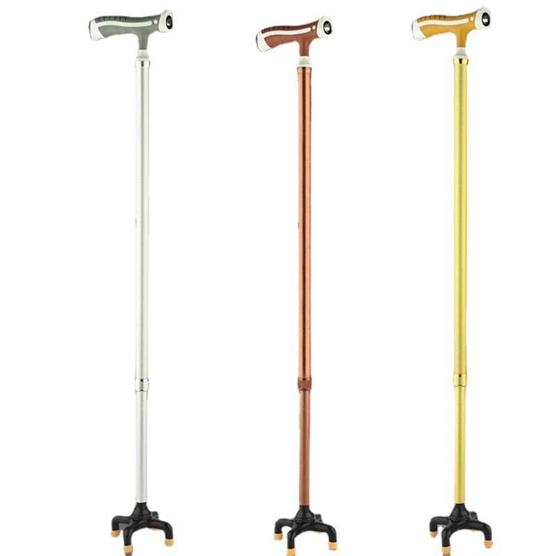 Bastón para ancianos bastón de cuatro patas bastón de cuatro esquinas antideslizante estable retráctil bastón ayuda para caminar suministro directo de fábrica