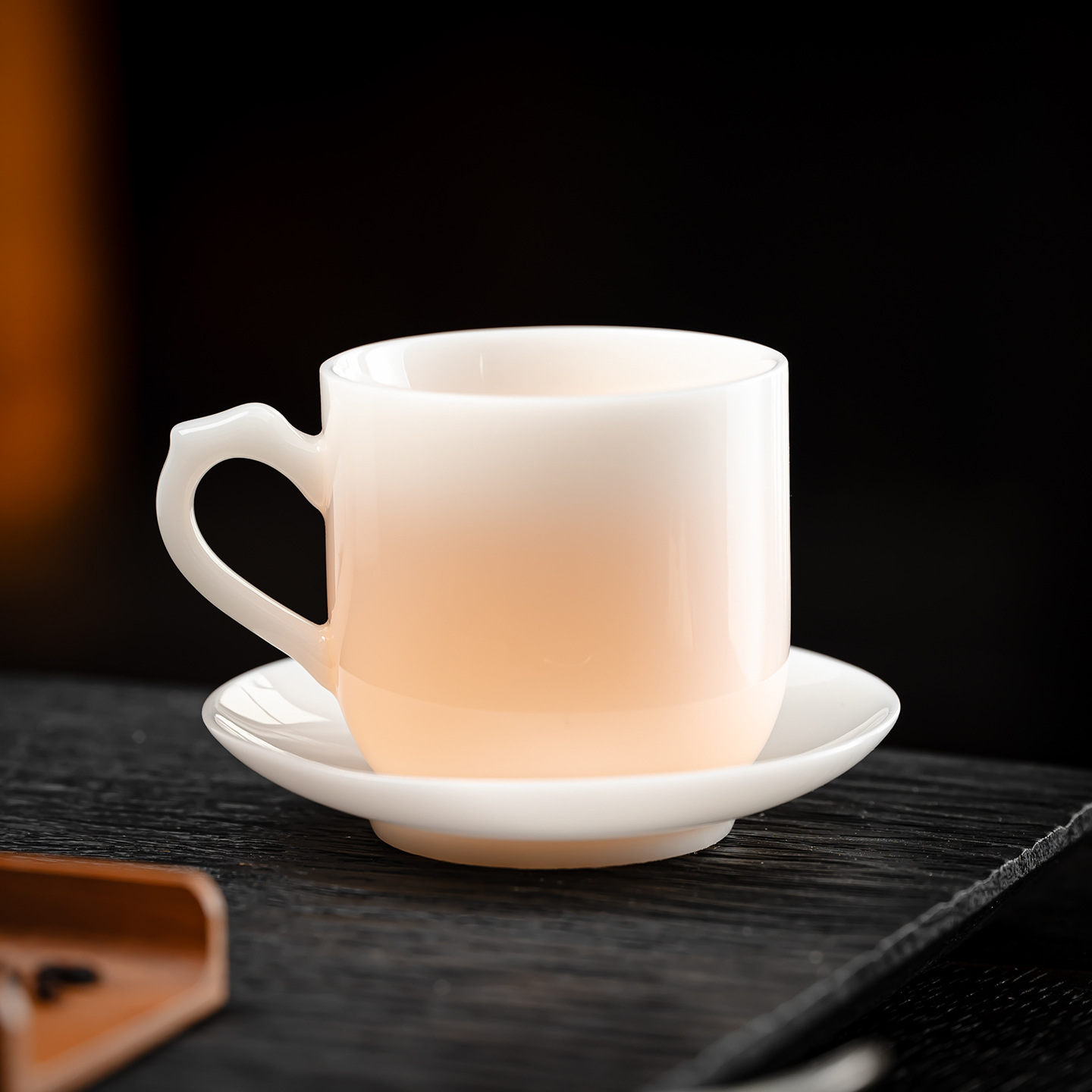 冰种璞玉德化高温白瓷主人杯家用带碟小容量奶茶杯咖啡杯泡茶杯子