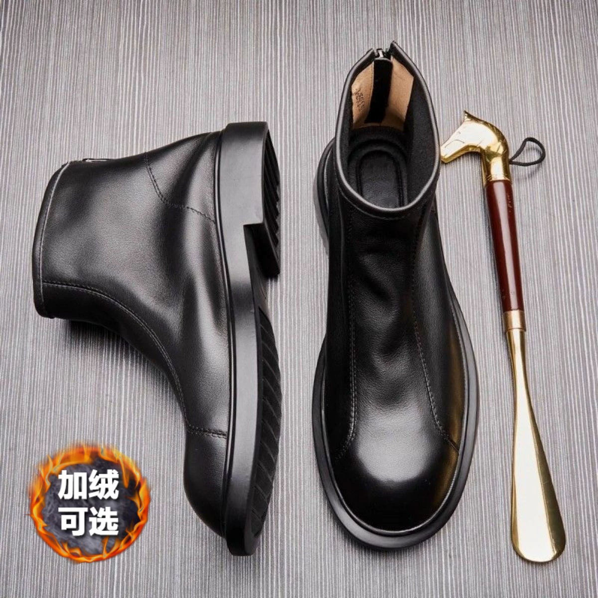 Осенние кожаные мягкие кожаные сапоги мужские сапоги челси британские сапоги с круглой головкой