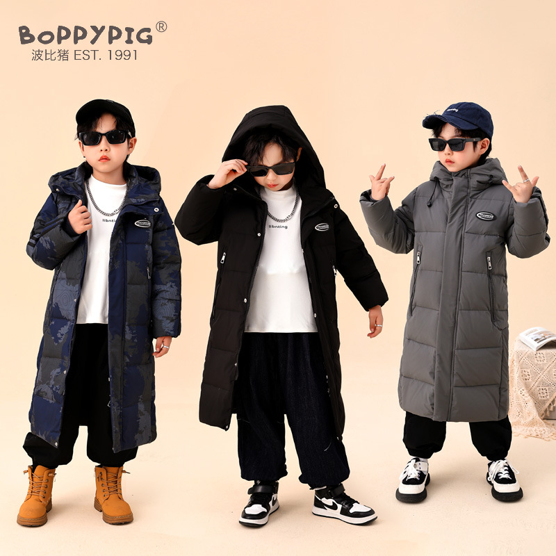 Long keep warm down jacket for boys