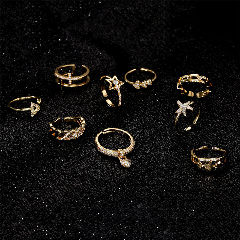 fashion copper plated real gold starfish open ring wholesale