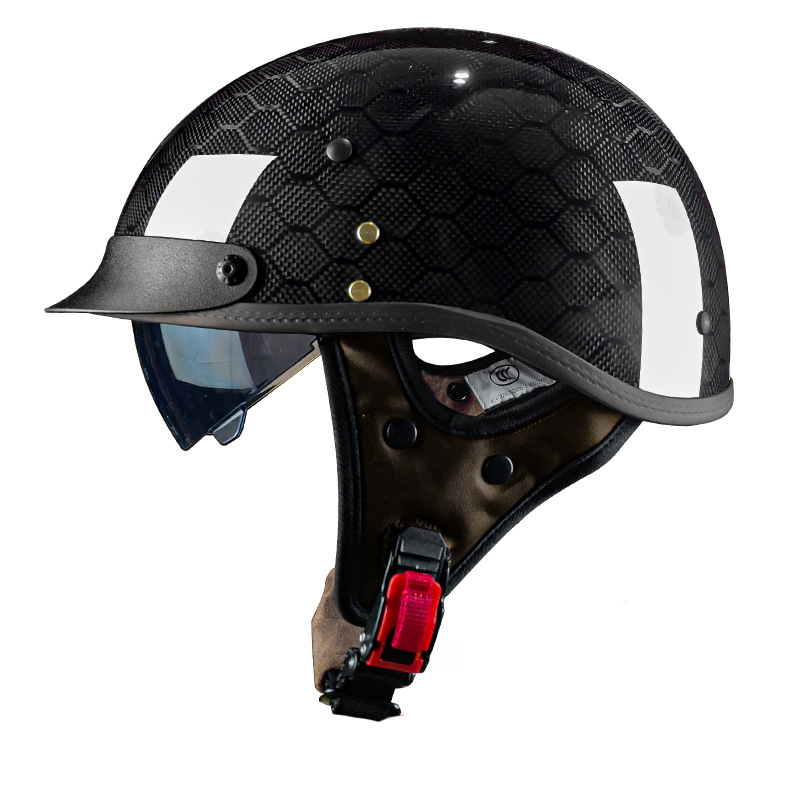 3C certificado medio casco de fibra de carbono de la motocicleta de los hombres de la motocicleta de las mujeres retro verano coche eléctrico primicia casco fábrica al por mayor