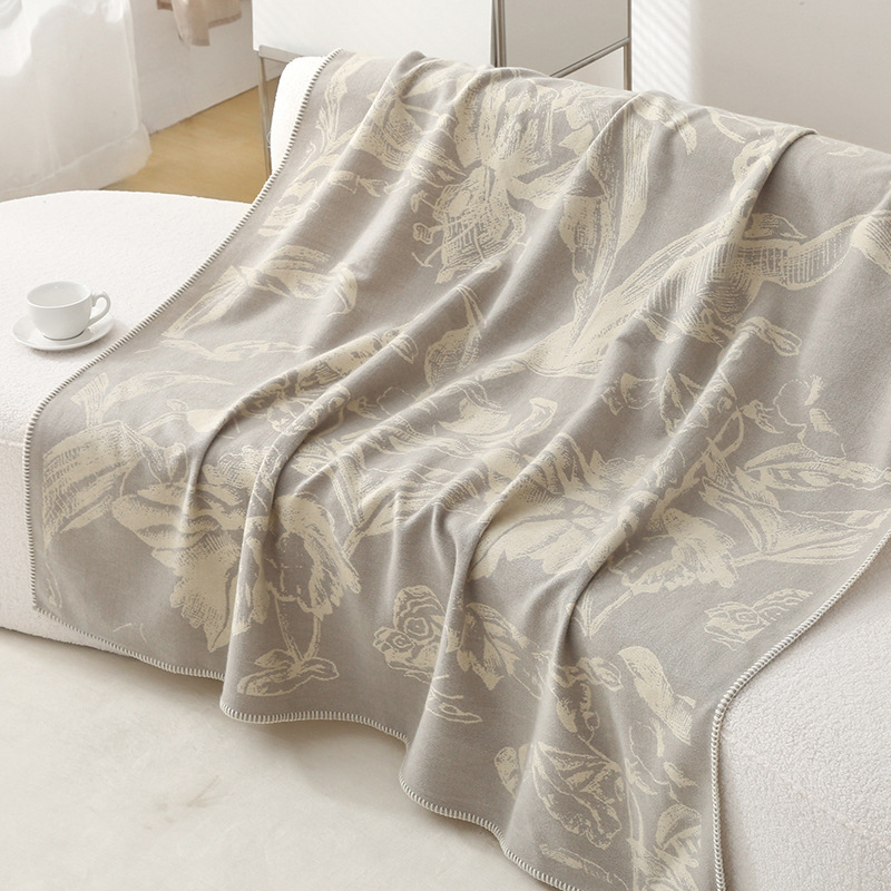 Imitation Cashmere Jacquard Blanket Double-sided Multifunctional Nap Blanket Vintage Pattern Shawl Blanket Air Conditioning Cover Blanket Leisure Blanket