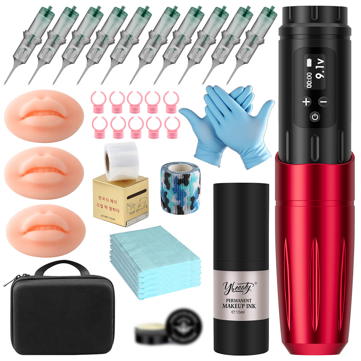 Máquina de tatuaje inalámbrica Ybeauty, con batería, para dibujar líneas y sombreado, todo en uno, modelo P3, para tatuajes de cejas.