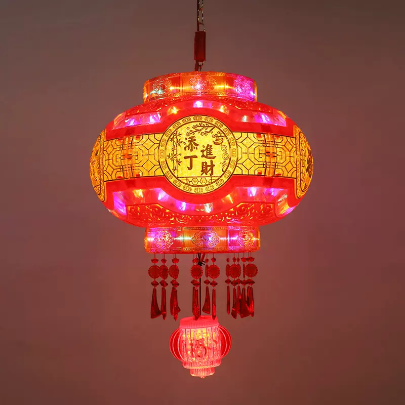 2024新款旋转灯笼挂件七彩led走马灯阳台大门口宫灯挂饰新年装饰