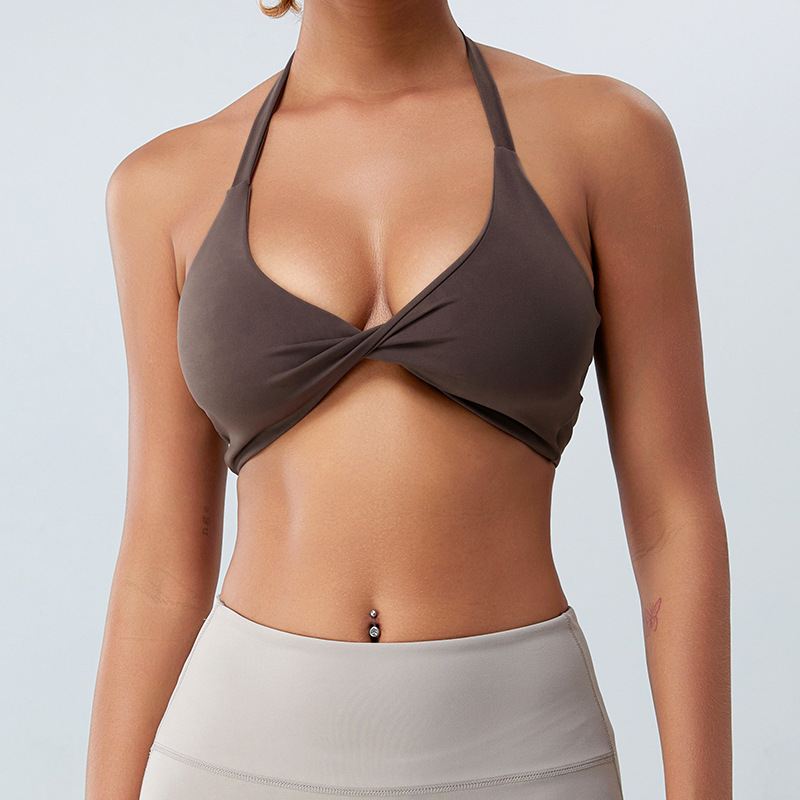 Otoño nuevo desnudo ropa interior deportiva Halter camisola mujeres backless yoga sujetador fitness yoga ropa superior