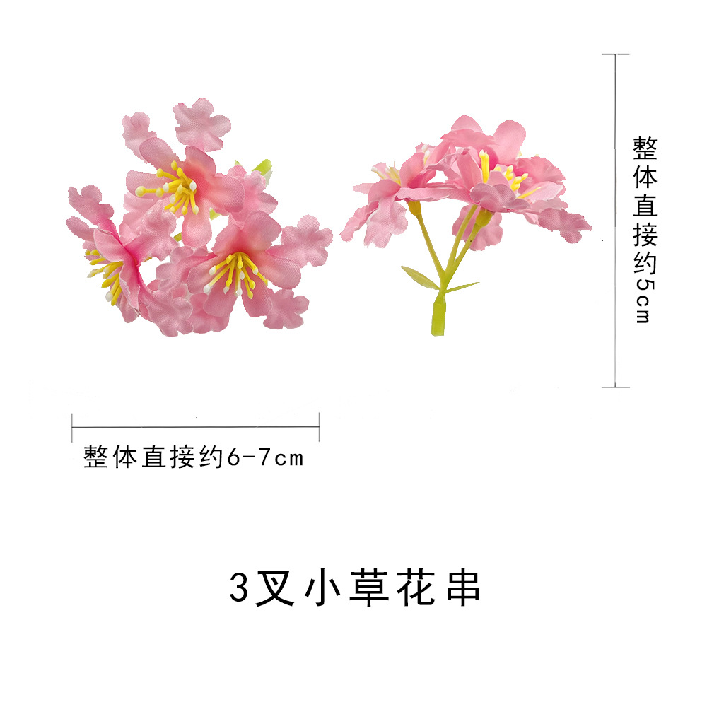 Simulación de 3 horquillas racimos de flores de hierba pequeña diy material de horquilla fabricación de flores falsas estilo ins decoración de ramillete Hanfu