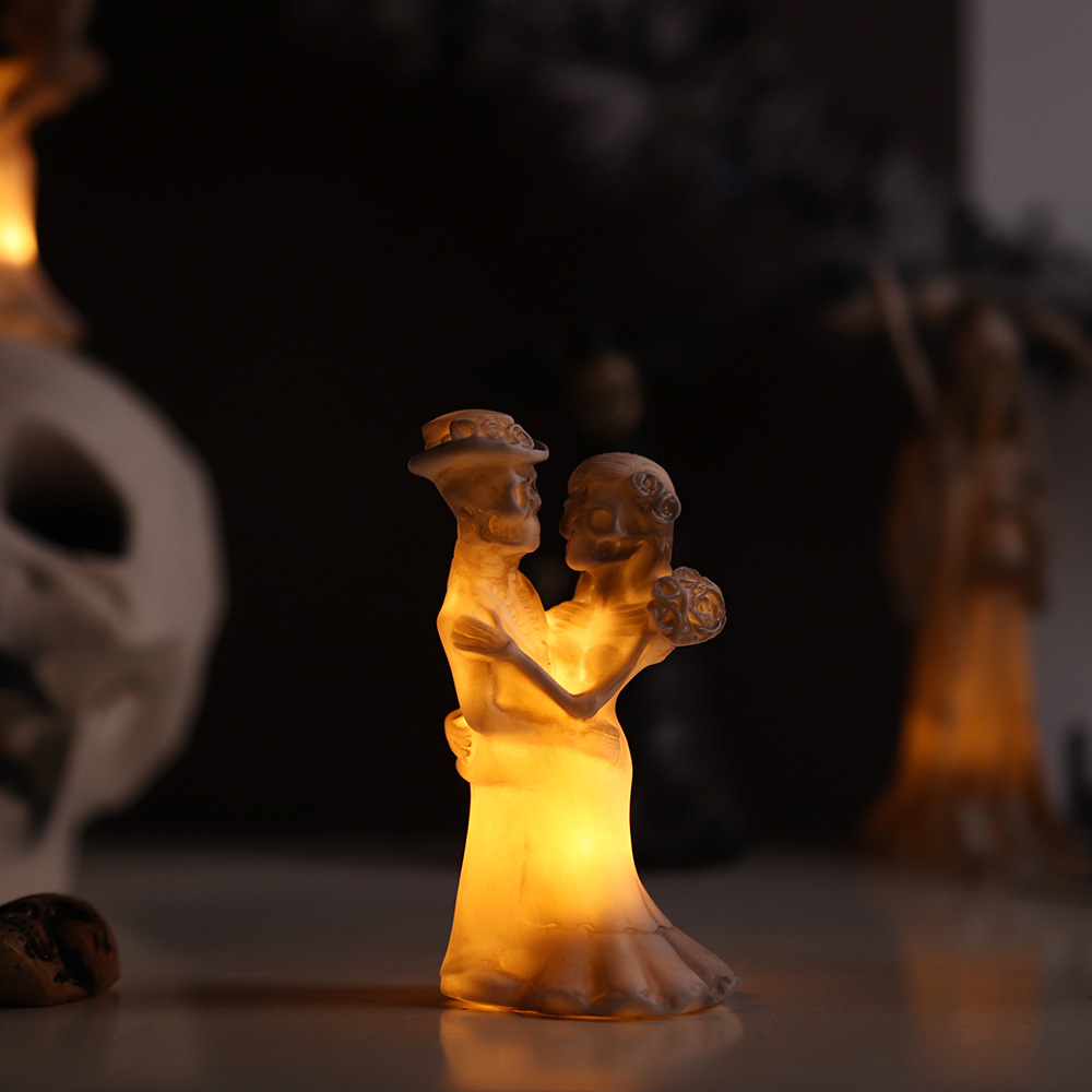 Adornos decorativos de Halloween, esqueletos, velas electrónicas, faroles de calabaza, accesorios para fiestas de Halloween, candelabros, faroles de calabaza image 30