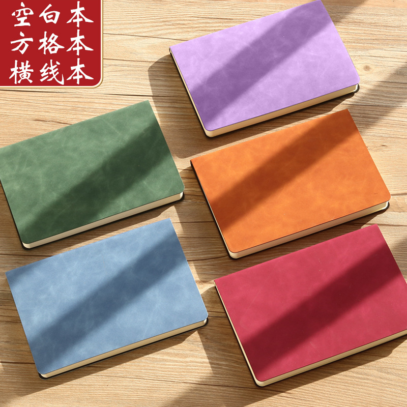 체크 무늬 노트북 작은 노트북 일기 노트북 부드러운 가죽 메쉬 높은 모양의 a5 평면 빈 수 있습니다