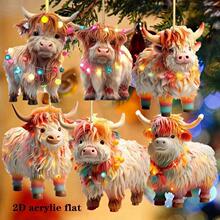 D 37158 Christmas highland cow ornament ʥ���ߵ�ţ�Ҽ�