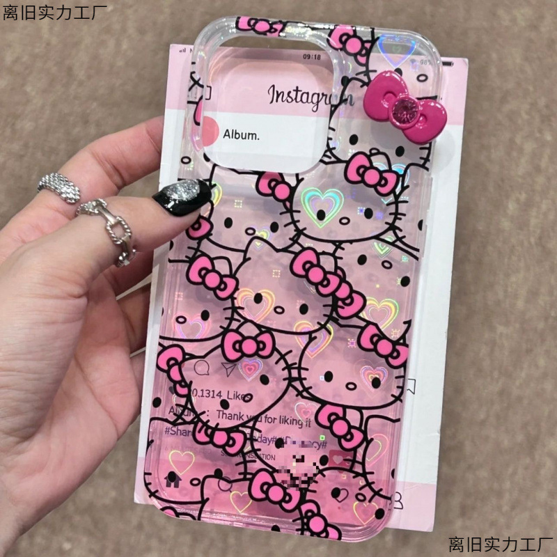 漫画のグラデーションピンクの子猫の携帯電話ケースに適したオールインクルーシブの女の子のトレンド|undefined