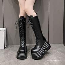 显瘦长筒靴女秋四季新款小个子10cm厚底增高松糕骑士不过膝长靴