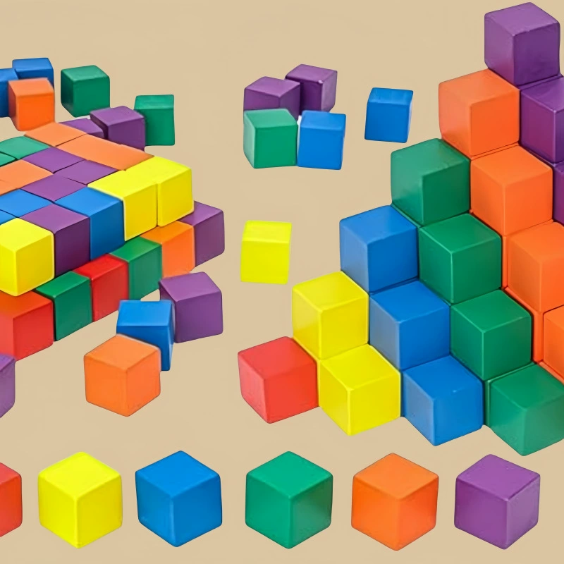 Красочные деревянные маленькие квадратные кубики, деревянные блоки, модель куба, геометрическая фигура, детские обучающие строительные блоки, игрушки