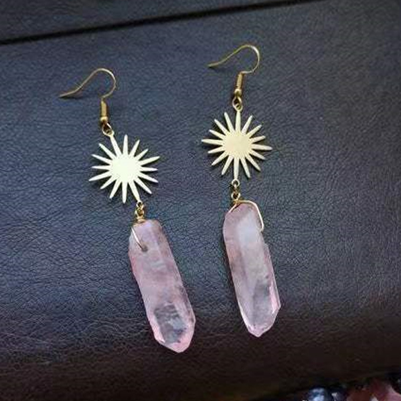 Retro Moon Crystal Handmade Drop Earrings 1 Pair