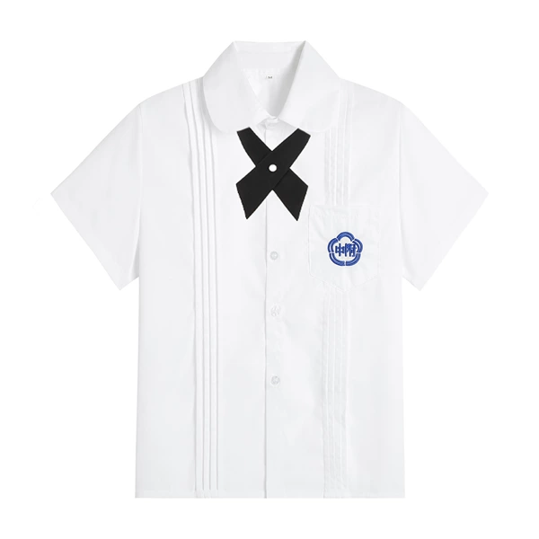 Girls white short sleeves + wide tie