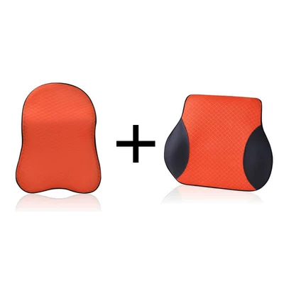 pillow memory cotton waist cushion: Headrest - black-and-orange-mesh-headrest-lumbar-support-1-pack