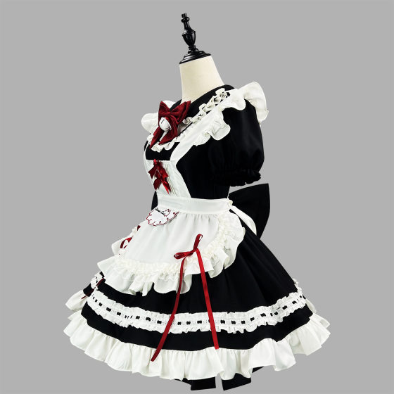 New Cross-border Black and White Cute Soft Sister Maid lolita dress Maid Clothing Soft Sister Cafe Secondary