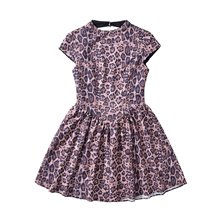 house of同款美式豹纹露背镂空性感纯欲收腰蓬蓬裙短裙时尚连衣裙