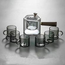 批发木侧把壶耐高温玻璃花茶壶家用透明泡茶器小青柑普洱煮茶器