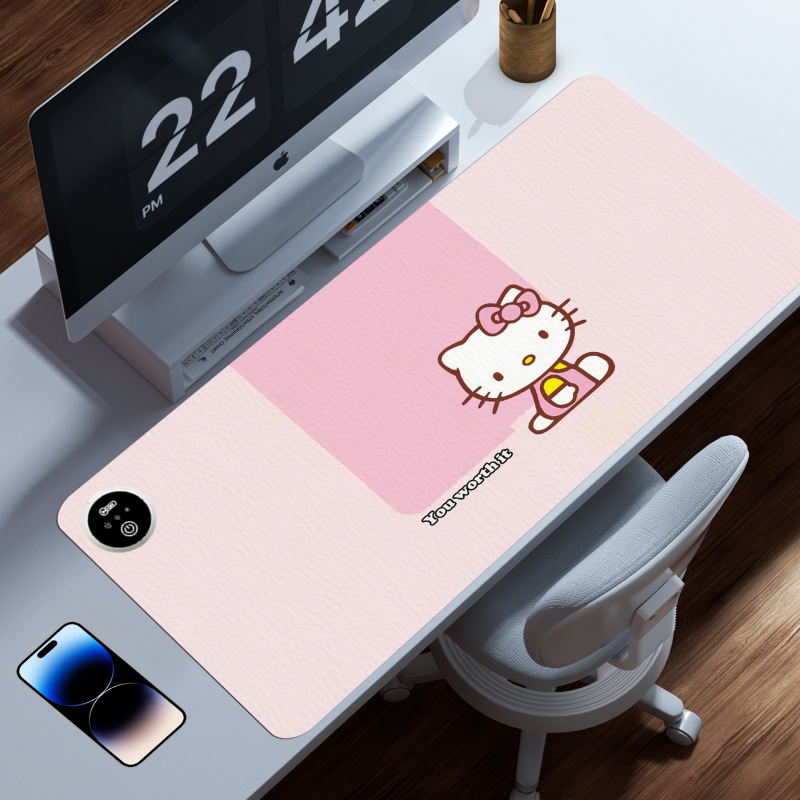 ピンクのかわいい女の子の暖かいテーブルマットの巨大な汚れに強い加熱マウスマットDIY暖かい手の発熱オフィスのテーブルマット|undefined