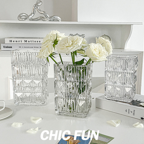 ins style simple crystal glass vase wholesale hydroponic living room flower arrangement transparent ornament high-end internet celebrity vase