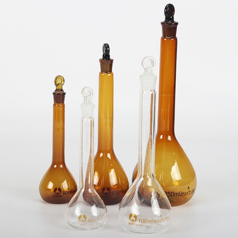 白棕容量瓶 玻璃容量瓶 具塞细颈梨形瓶25 50 100 250 500 1000ml