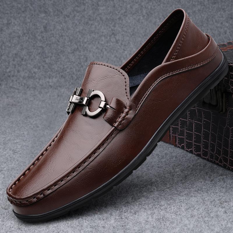 Zapatos de cuero para hombres primavera 2025 nuevos negocios de cuero suave zapatos casuales transpirables zapatos perezosos