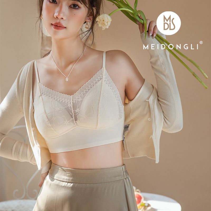 엄선된 봄여름 통기성 좋은 고급 레이스, 섹시한 얇은 디자인, 고정컵, 노출방지, 가슴을 감싸는 원피스형 이너웨어
