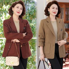 お母さんの春の服のスーツの上着の2025新型のファッションの中高年の春秋の貴婦人の気質の小さいスーツの女性