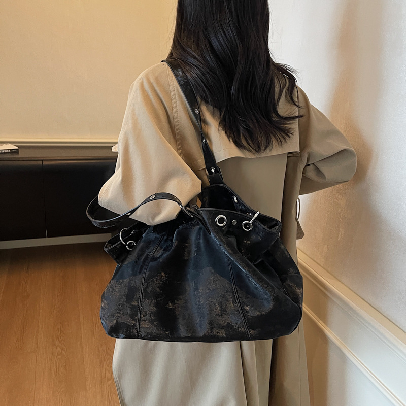 休闲松弛感大容量包包女2025新款秋冬单肩斜挎包复古手提托特包|undefined
