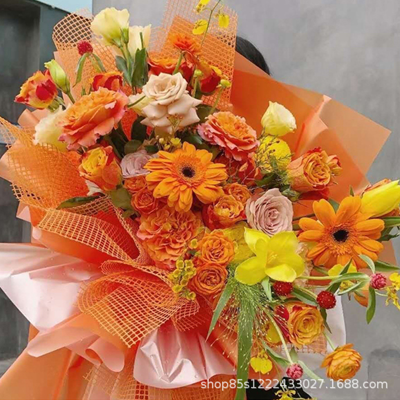 Malla cuadrada de malla de color brillante malla de color agujero neto flor ramo forro de embalaje con materiales de la tienda de flores florales image 5
