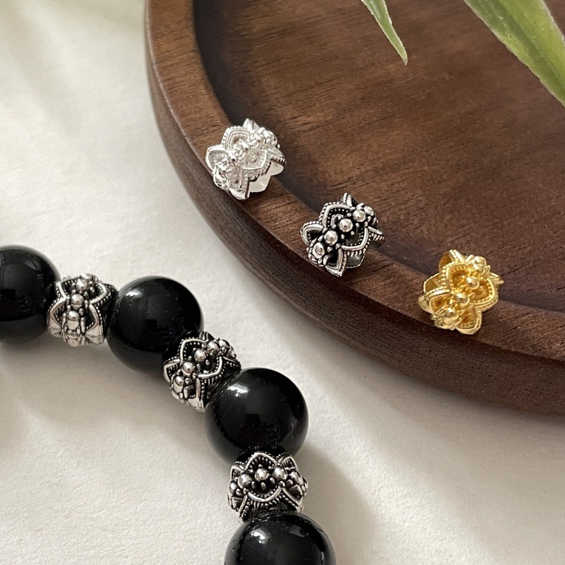 Alloy Palace Style Baroque Ancient Silver Large Hole Beads DIY Bracelet Necklace Beaded Rope Jewelry Accessories