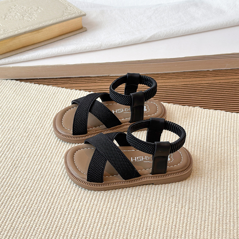 Girls' Stretchy Band Soft Sole Sandals Fashion Casual Beach Shoes Princess Style For Toddler & Little Kids_voghion.com