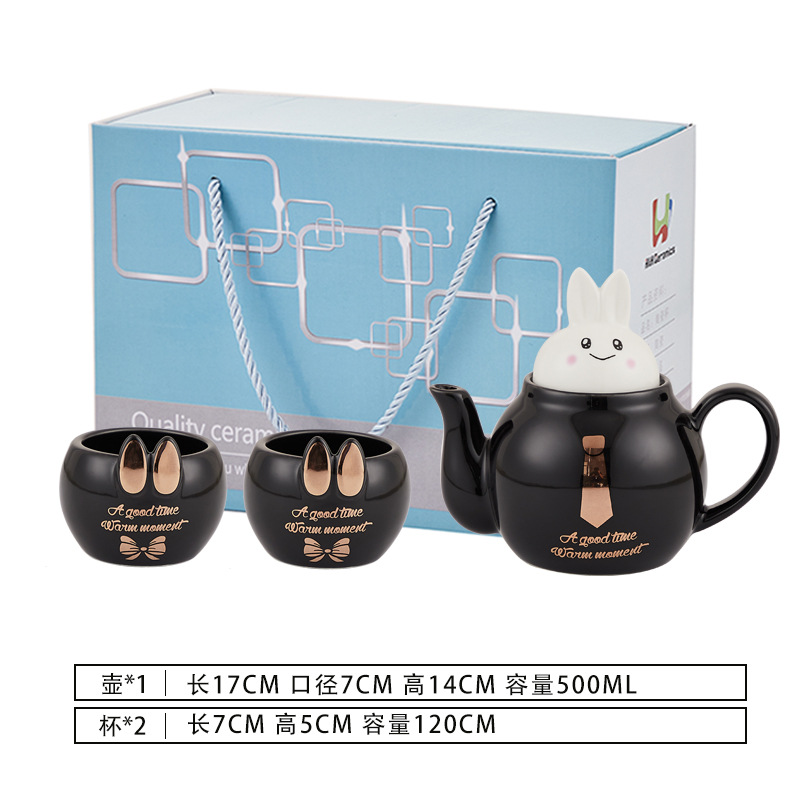 Juego de agua de cerámica de lujo ligero taza de agua doméstica hervidor de agua combinación resistente a altas temperaturas de gran capacidad Taza set FESTIVAL DE medio otoño traje de regalo