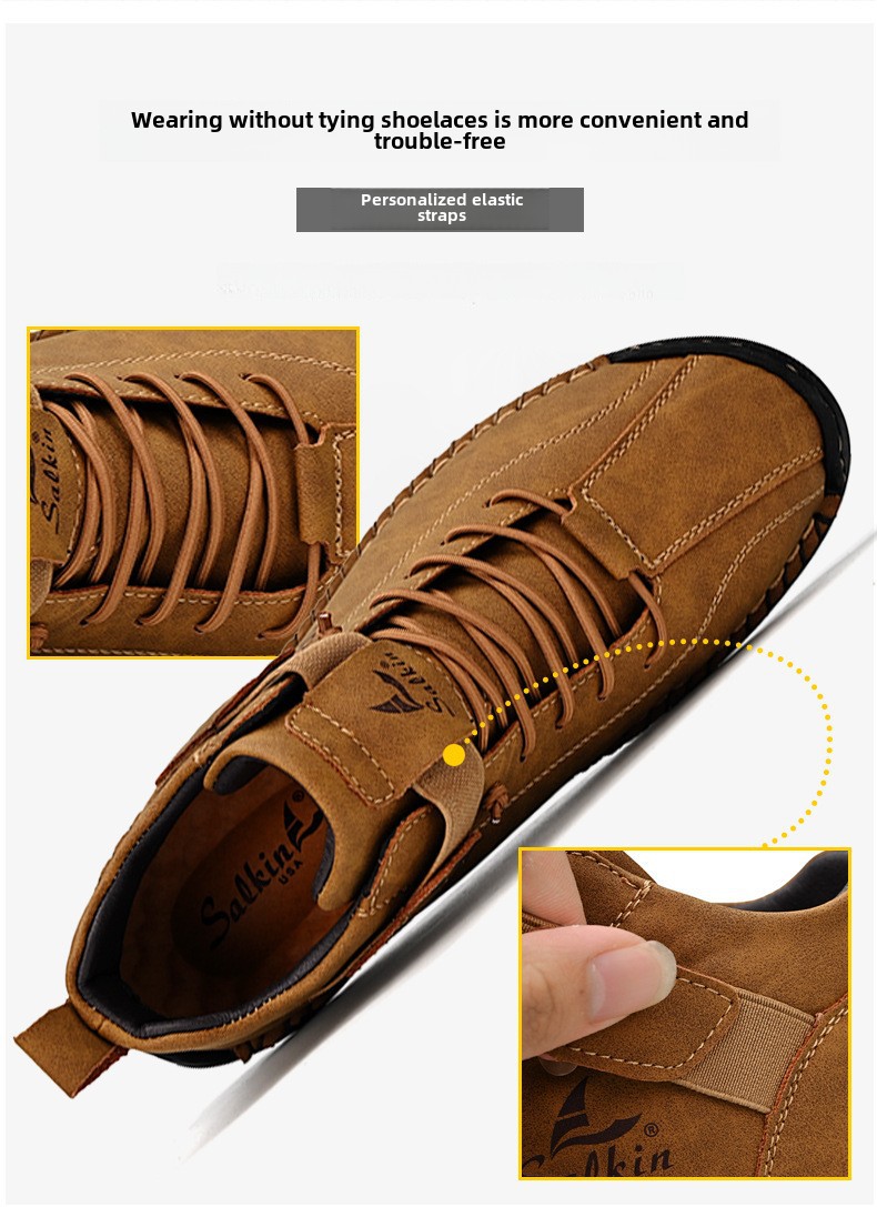 Casual Loafers For Men Handmade Leather Flat Slip-on Driving Shoes_voghion.com