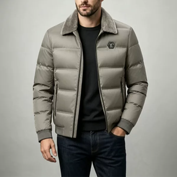 2026 Winter New Style Turn-down Collar Fur Collar Cotton Coat for Middle-aged and Elderly Men, Dad's Jacket, Warm, Versatile Cardigan for Amazon Cross-border Sales