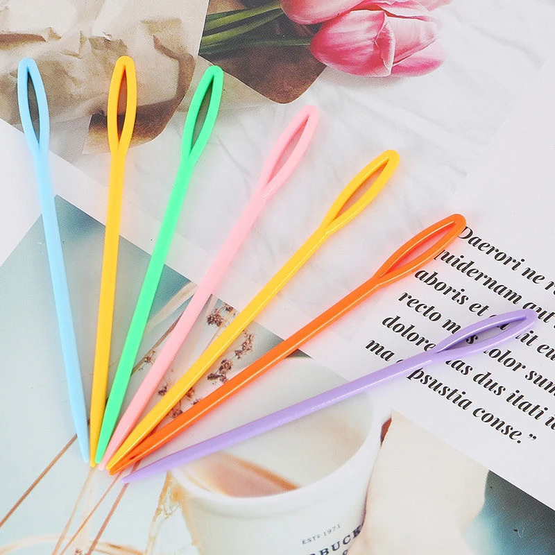 7cm agujas de mano agujas de plástico herramientas de tejido agujas de suéter accesorios de agujas de plástico de bandera de color