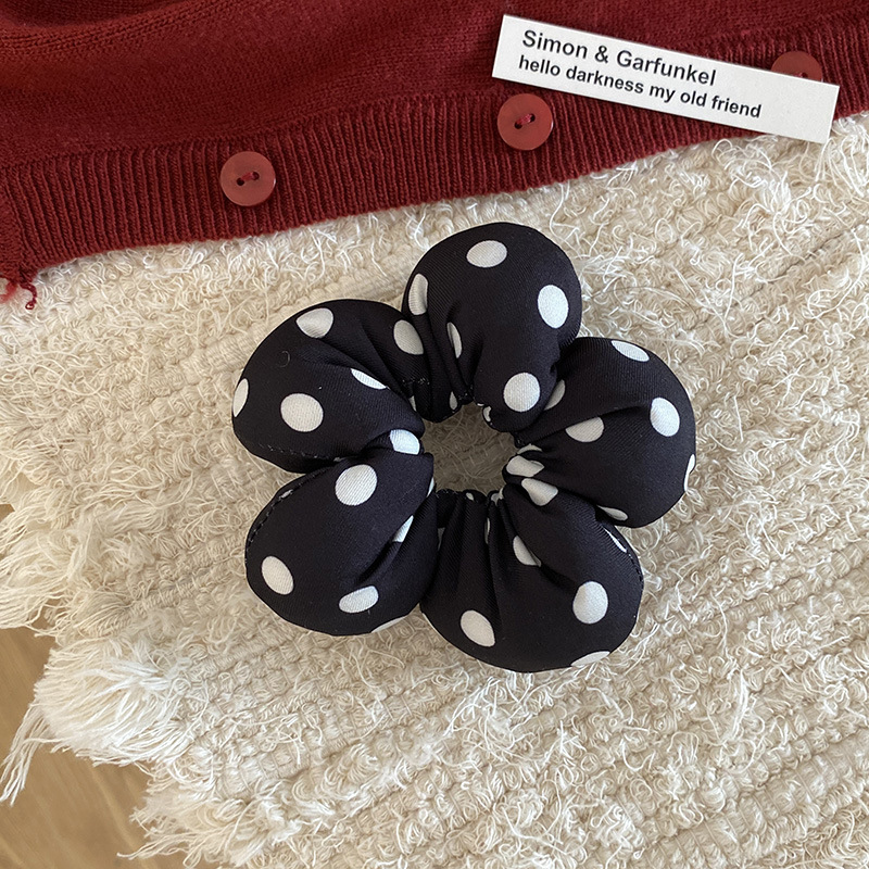 #흰색 원형 물방울 머리끈 10cm 7개