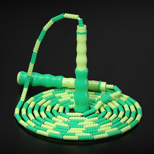 Bamboo knot skipping rope, soft bead children's pattern, no knots, adjustable bead knot sports skipping rope for primary and secondary school students.