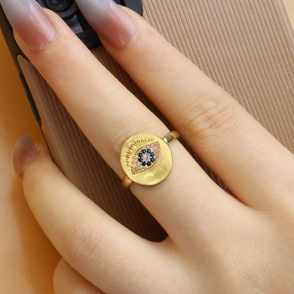 Fashion Geometric Devilu0027S Eye Copper Zircon Open Ring