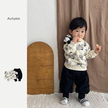春秋款婴儿套装男宝宝卡通熊猫中国风幼童两件套周岁宝宝衣服国潮