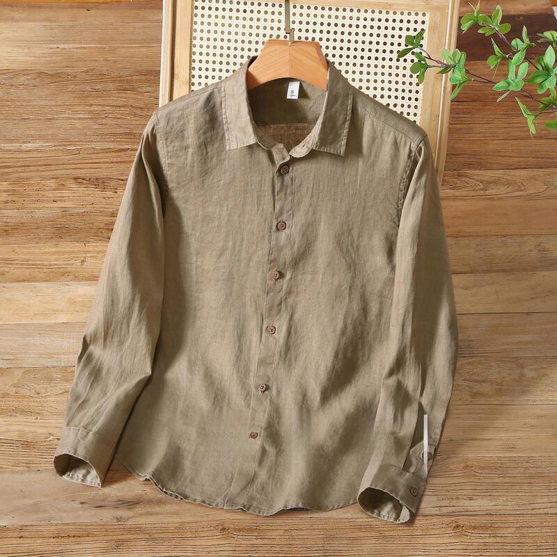 2026 Cross-border Imported Pure Linen Long-Sleeve Shirt, Old Money Style, Light Luxury, 100% Full Linen Fabric, High-End Shirt