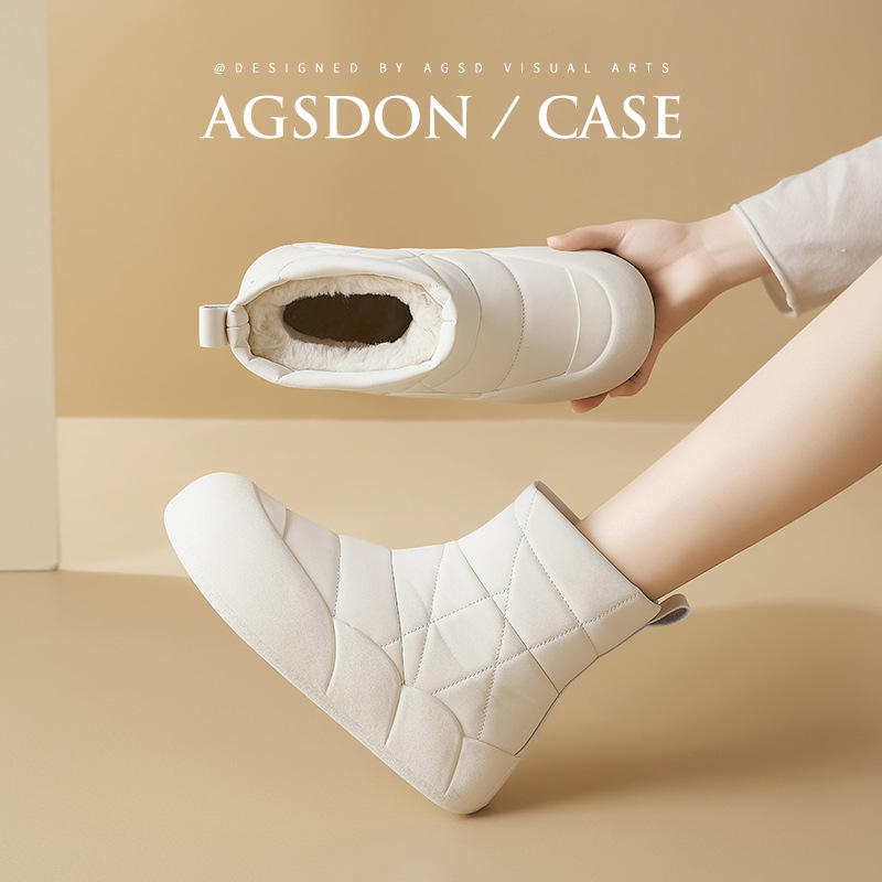 Augu ShiDeng botas de nieve blancas de invierno de mujer 2025 nuevas botas cortas al aire libre gruesas botas de algodón de pan grueso