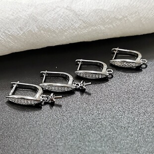 Wholesale micro inlay earrings accessories pearl jade honey wax earrings empty support niche design earrings earrings DIY accessories