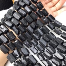 天然黑碧玺原石哑光糖块柱型半成品散珠 DIY手工饰品配件手链批发