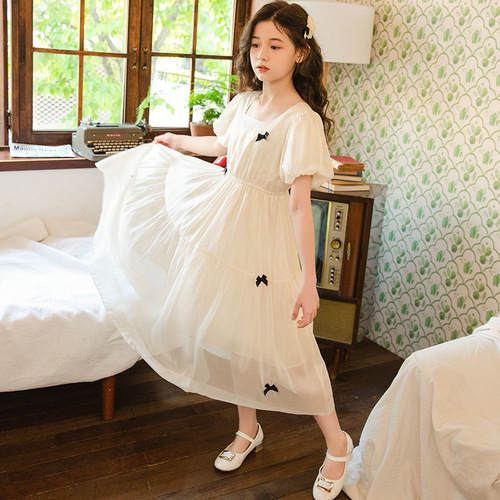 Ladies' Chiffon Dress Summer Short Sleeve Bubbling Sleeve Long Dress  Korean Version New Princess Dress Dropshipping One Piece