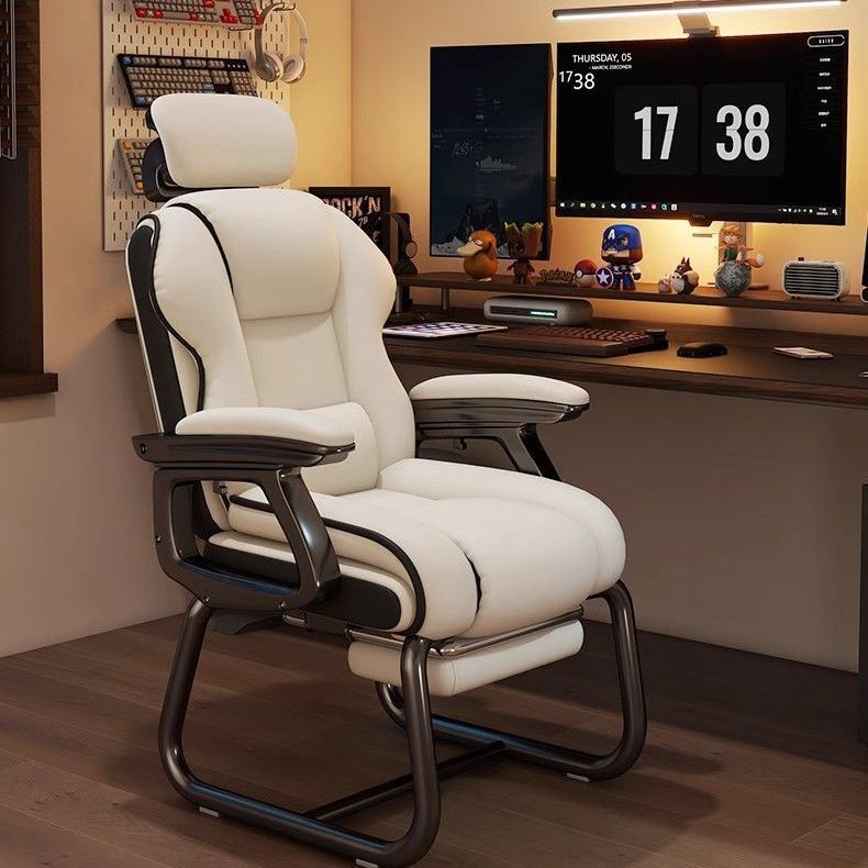 Guest Chair, Wheelless Computer Chair, Comfortable Sedentary Reinforced Bow-Legged Office Chair, Reclining Gaming Chair, Study Chair
