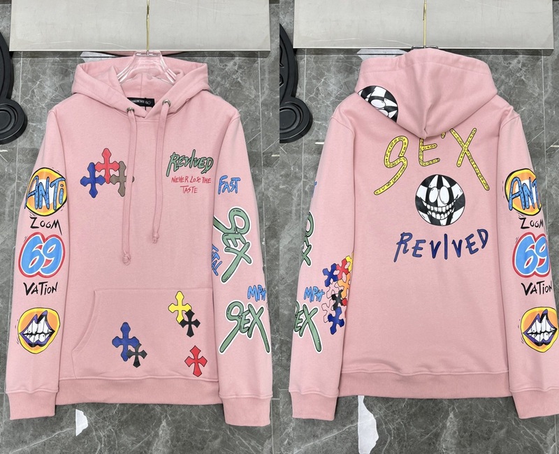 正确版现货批发24ss外贸潮牌CH克罗伈纯棉毛圈男女同款连帽卫衣|undefined