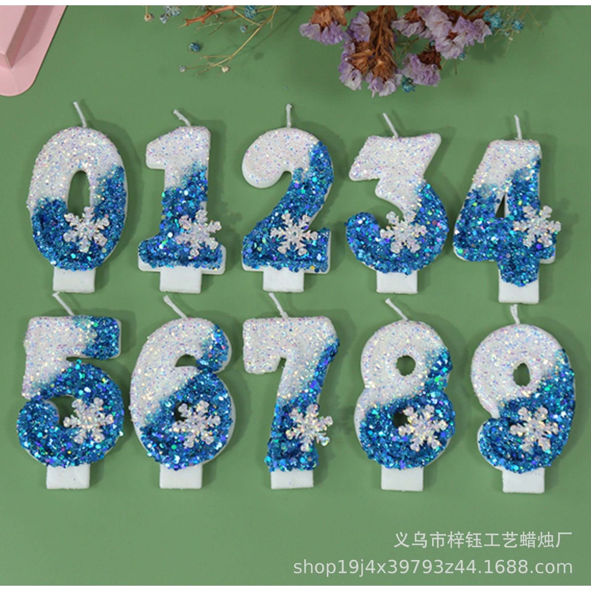 Tema creativo de hielo y nieve cumpleaños vela digital Amazon colapso Comercio electrónico decoración de la torta fiesta atmósfera suministros