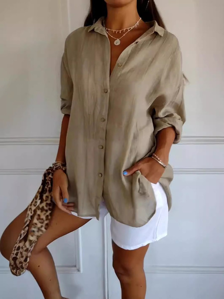 2026 new single-breasted pleated lapel shirt independent station…